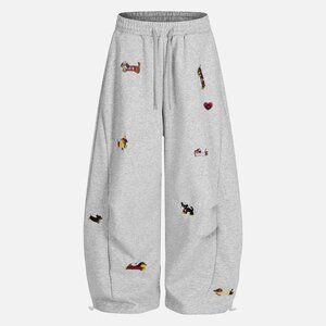 AELFRIC EDEN CARTOON DOG BAGGY BARREL SWEATPANTS - UNISEX - SMALL